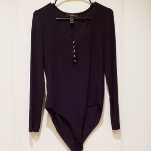 Black scoop neck long sleeve bodysuit